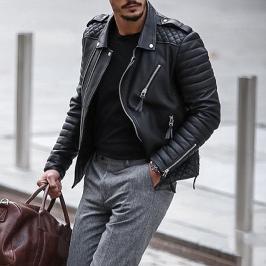 Simon™ | Cazadora biker acolchada con cremalleras