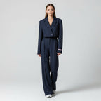 Claire™ | Conjunto de rayas: blazer corto y pantalón ancho
