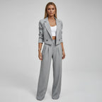 Claire™ | Conjunto de rayas: blazer corto y pantalón ancho