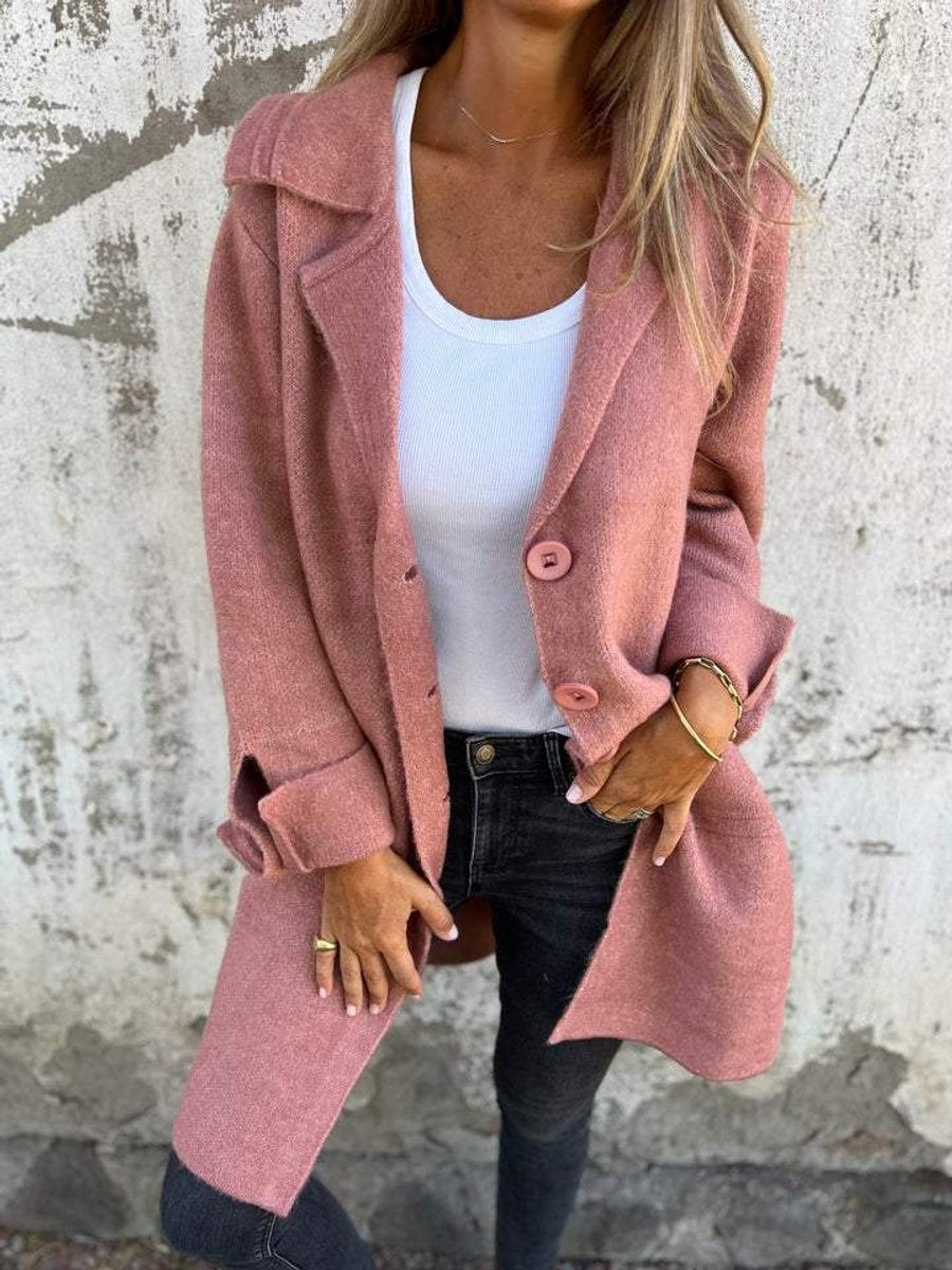 Juliette™ | Abrigo de paño con cuello de solapa y botones