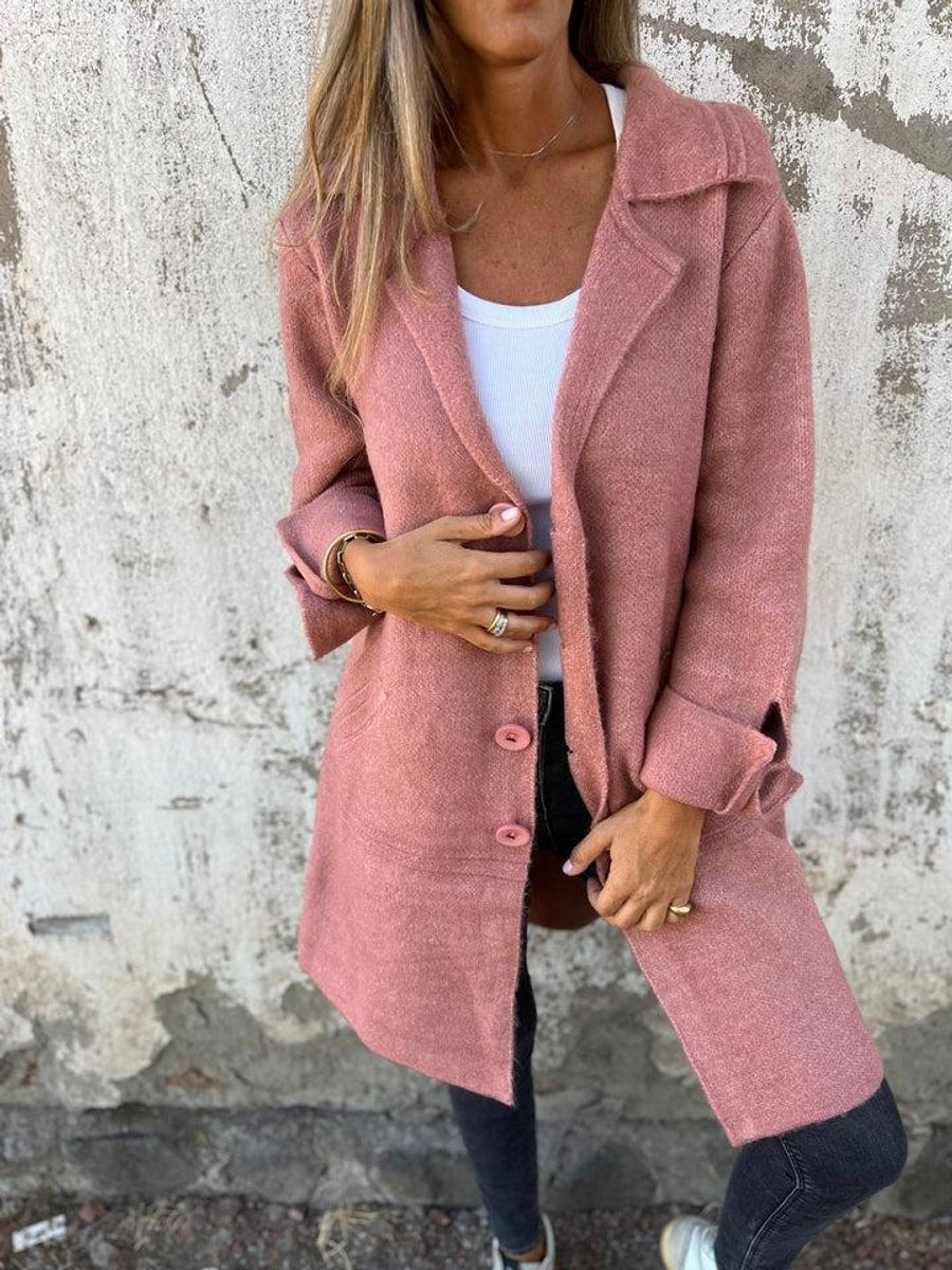 Juliette™ | Abrigo de paño con cuello de solapa y botones