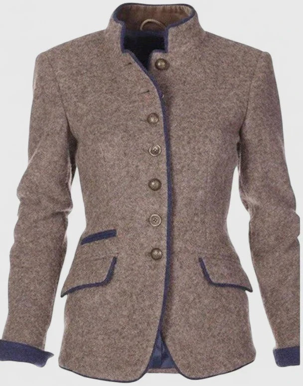 Zoe™ | Americana de efecto lana con cuello mao y botones