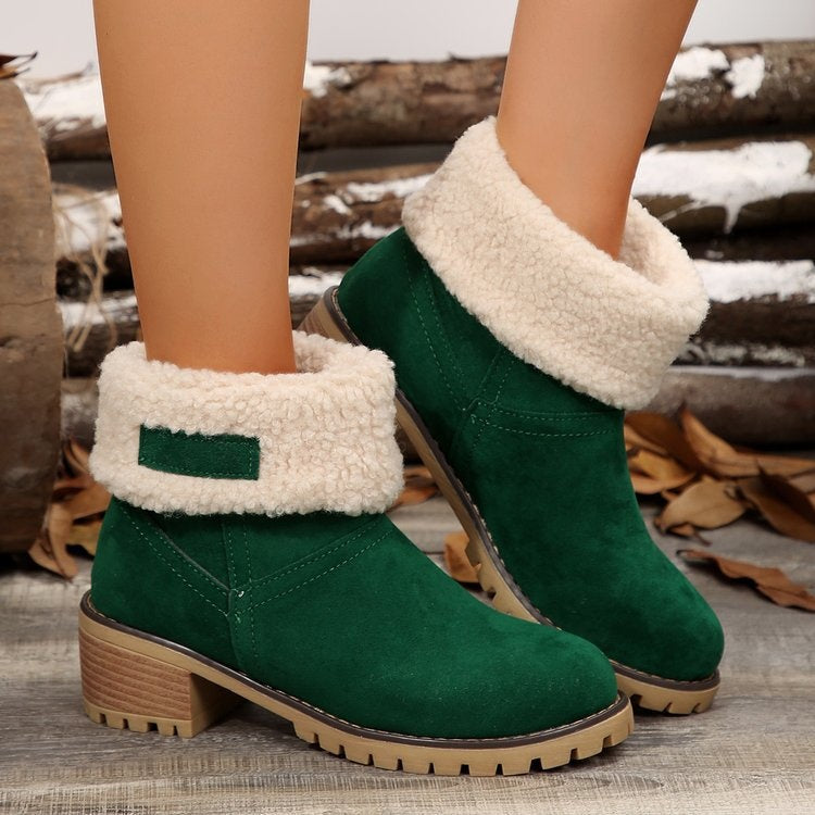 Madelyn™ | Botas de invierno de ante con forro sherpa a media caña