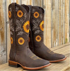 Annabelle™ | Botas camperas altas con bordado floral de girasoles