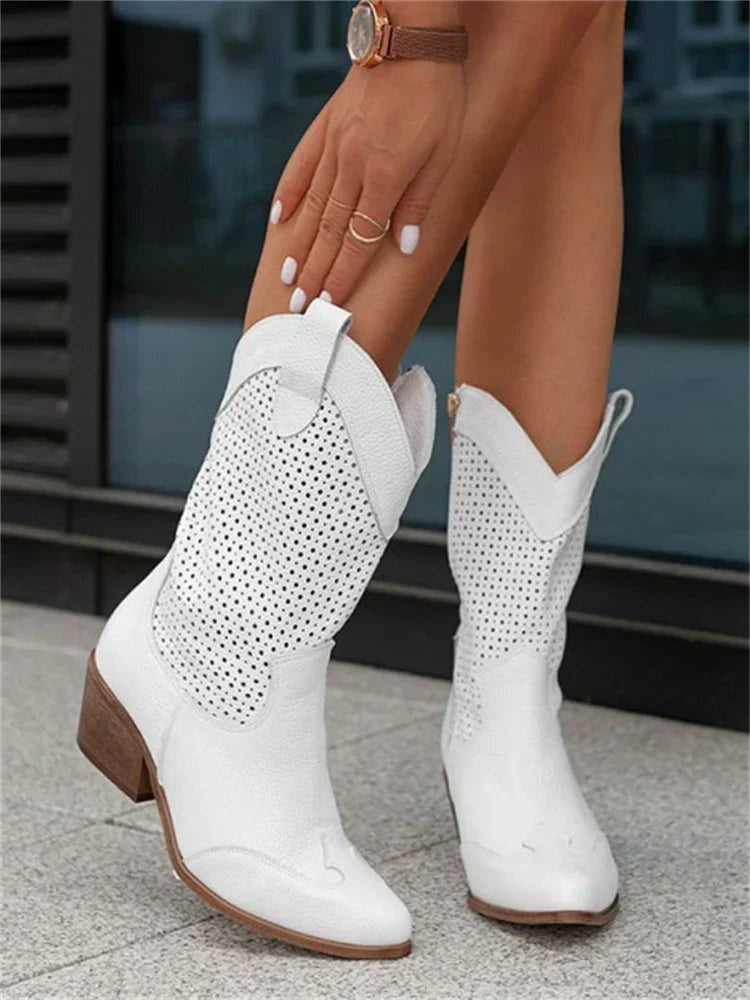 Diana™ | Botas camperas caladas de caña media con cremallera