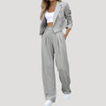 Madelyn™ | Traje de raya diplomática con blazer y pantalón palazzo