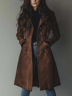 Zoey™ | Gabardina larga de ante cruzada
