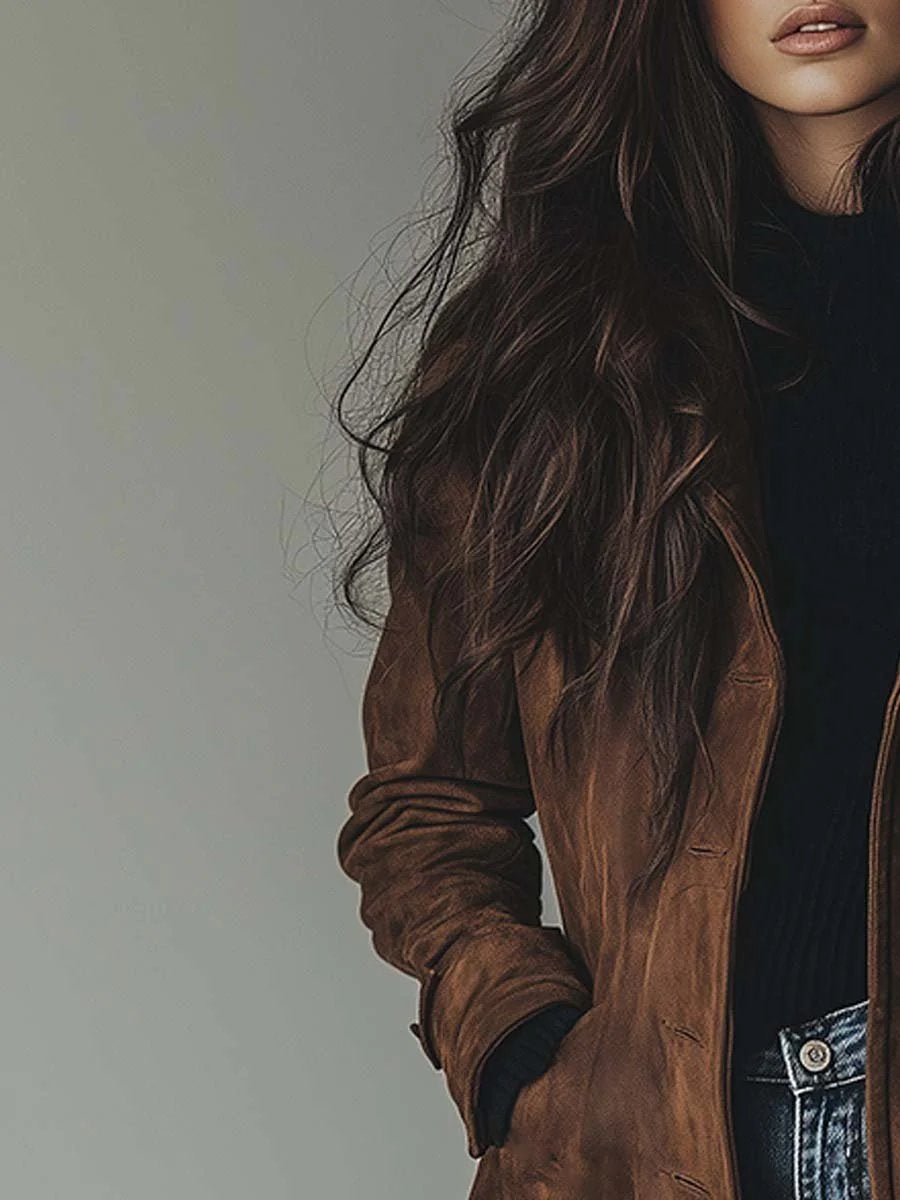 Zoey™ | Gabardina larga de ante cruzada