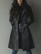 Zoey™ | Gabardina larga de ante cruzada