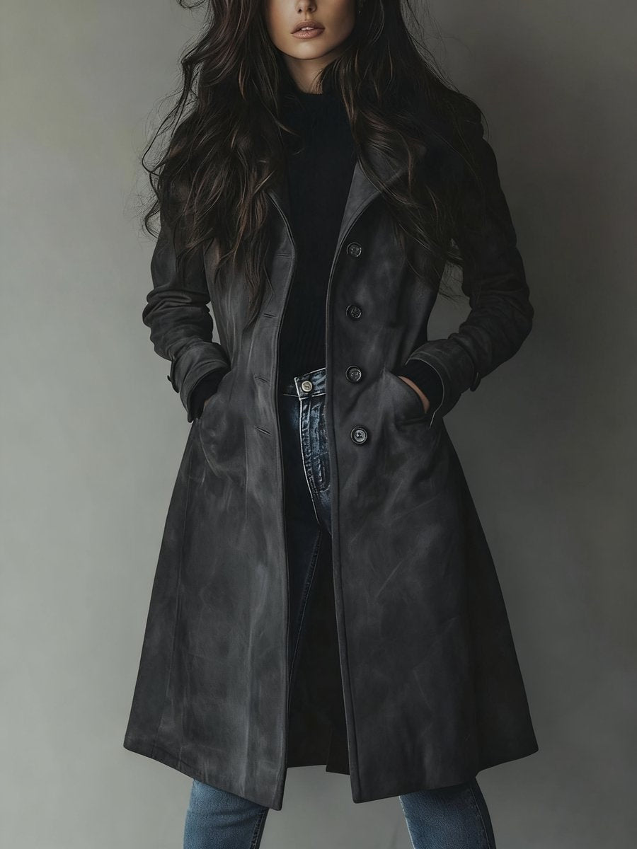 Zoey™ | Gabardina larga de ante cruzada
