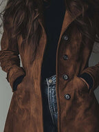 Zoey™ | Gabardina larga de ante cruzada