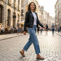 Alexandra™ | Vaqueros rectos de tiro alto rotos y cropped