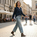 Alexandra™ | Vaqueros rectos de tiro alto rotos y cropped
