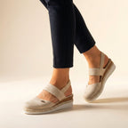 Anna™ | Sandalias de cuña de esparto con talón destalonado y elástico