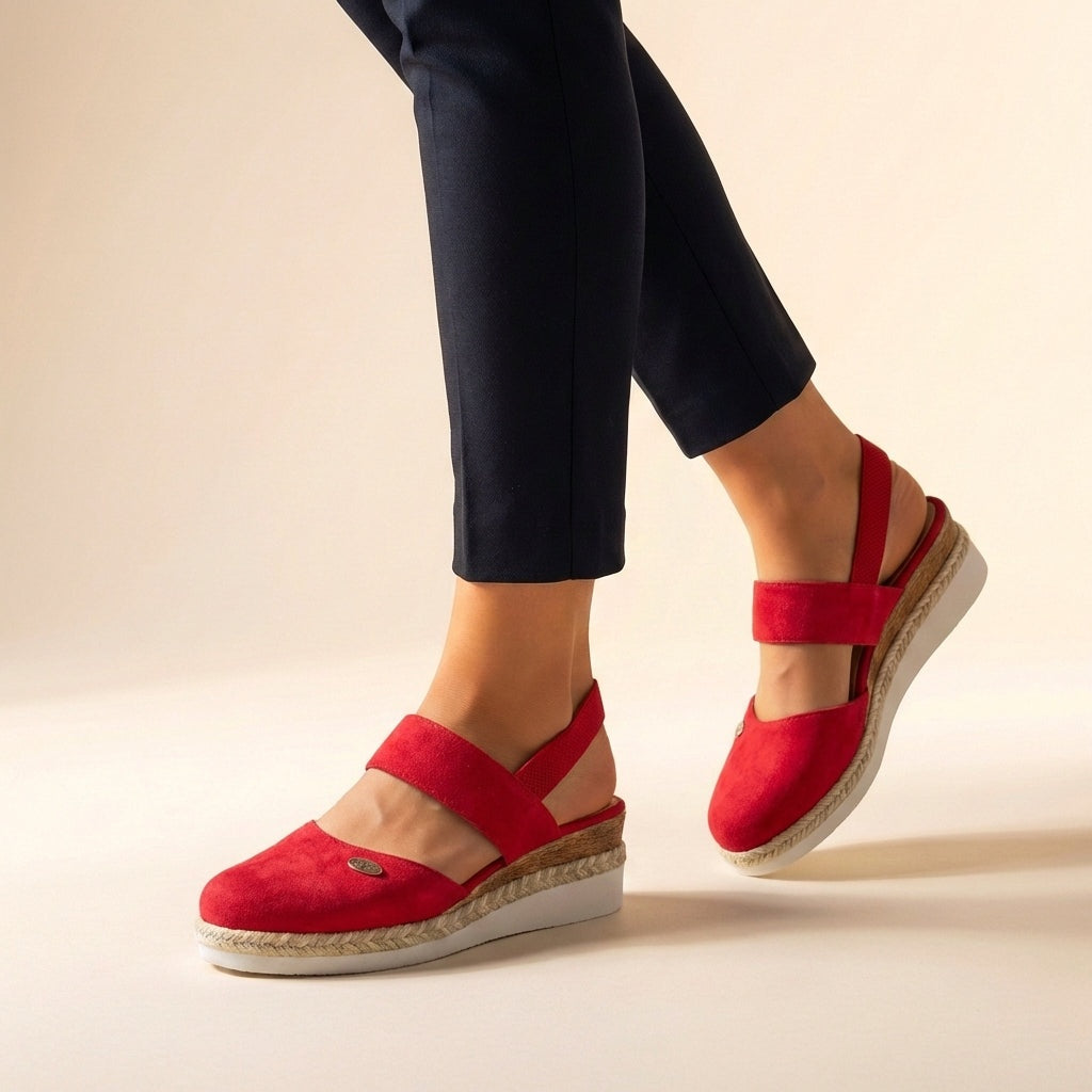 Anna™ | Sandalias de cuña de esparto con talón destalonado y elástico