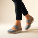 Anna™ | Sandalias de cuña de esparto con talón destalonado y elástico