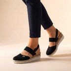 Anna™ | Sandalias de cuña de esparto con talón destalonado y elástico