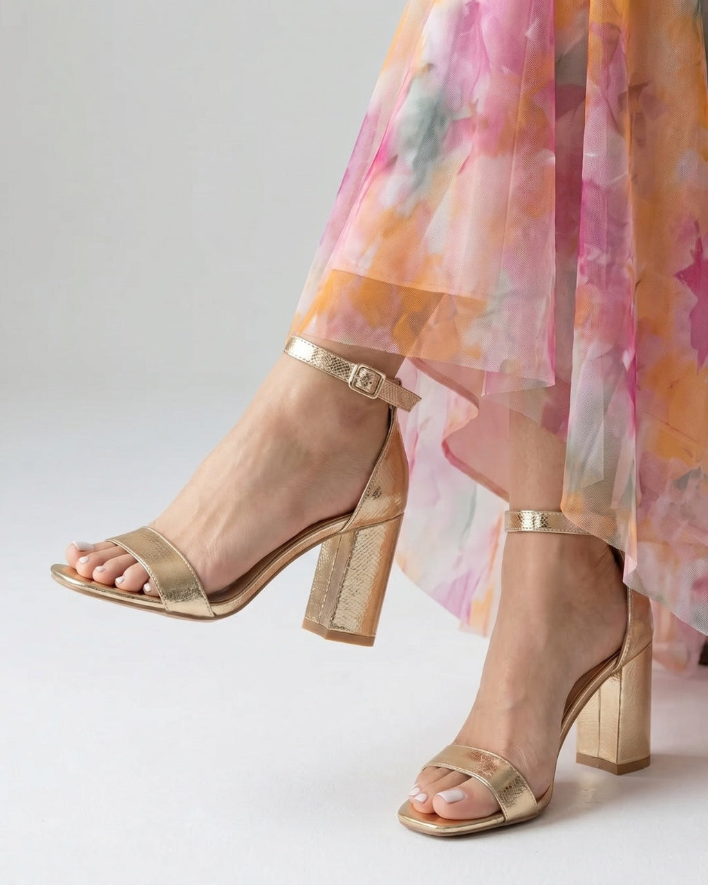 Reagan™ | Sandalias de tacón ancho con pulsera al tobillo