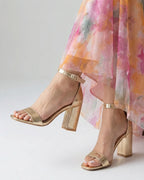 Reagan™ | Sandalias de tacón ancho con pulsera al tobillo