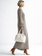Morgan™ | Vestido largo de punto grueso oversize de manga larga