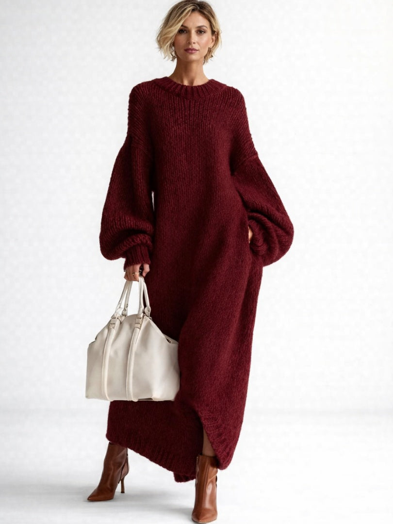 Morgan™ | Vestido largo de punto grueso oversize de manga larga