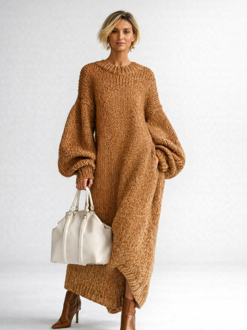 Morgan™ | Vestido largo de punto grueso oversize de manga larga