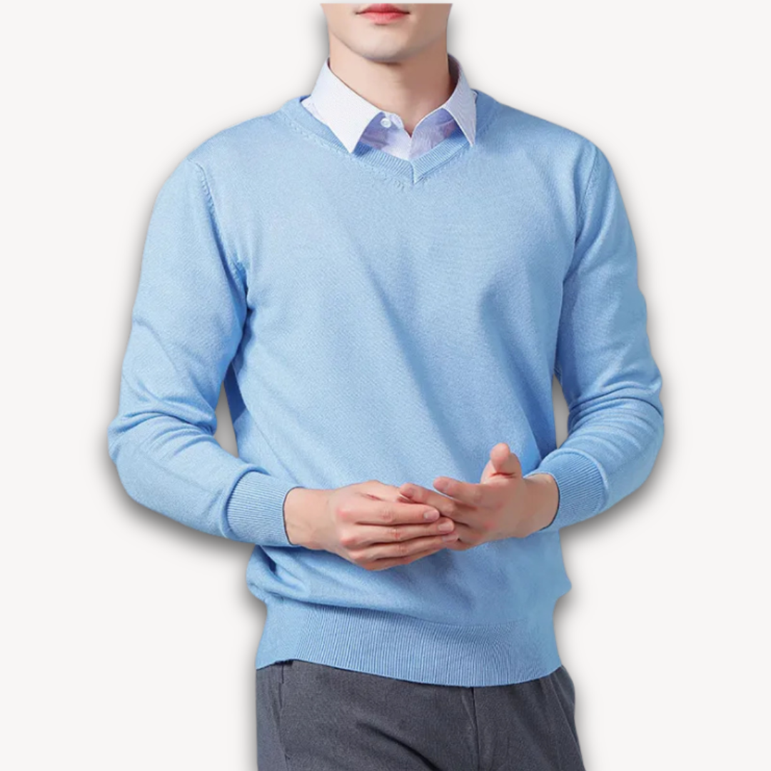 Oliver™ | Jersey de cachemira de hombre con cuello de pico