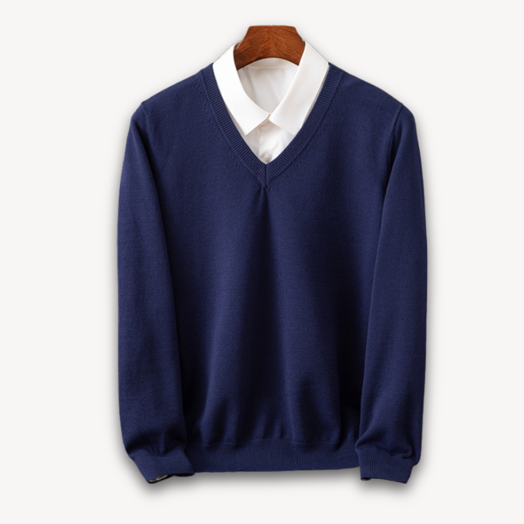 Oliver™ | Jersey de cachemira de hombre con cuello de pico