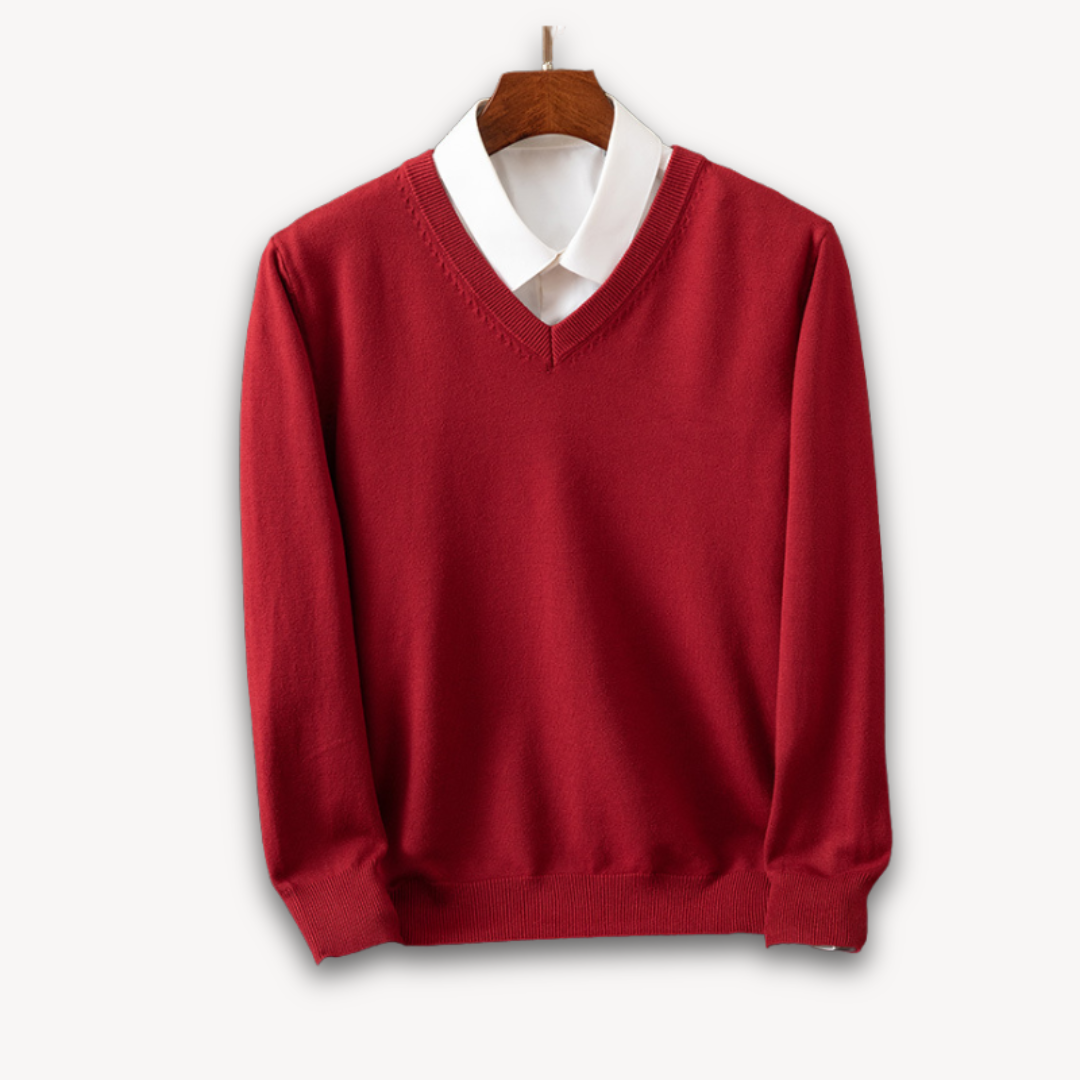 Oliver™ | Jersey de cachemira de hombre con cuello de pico
