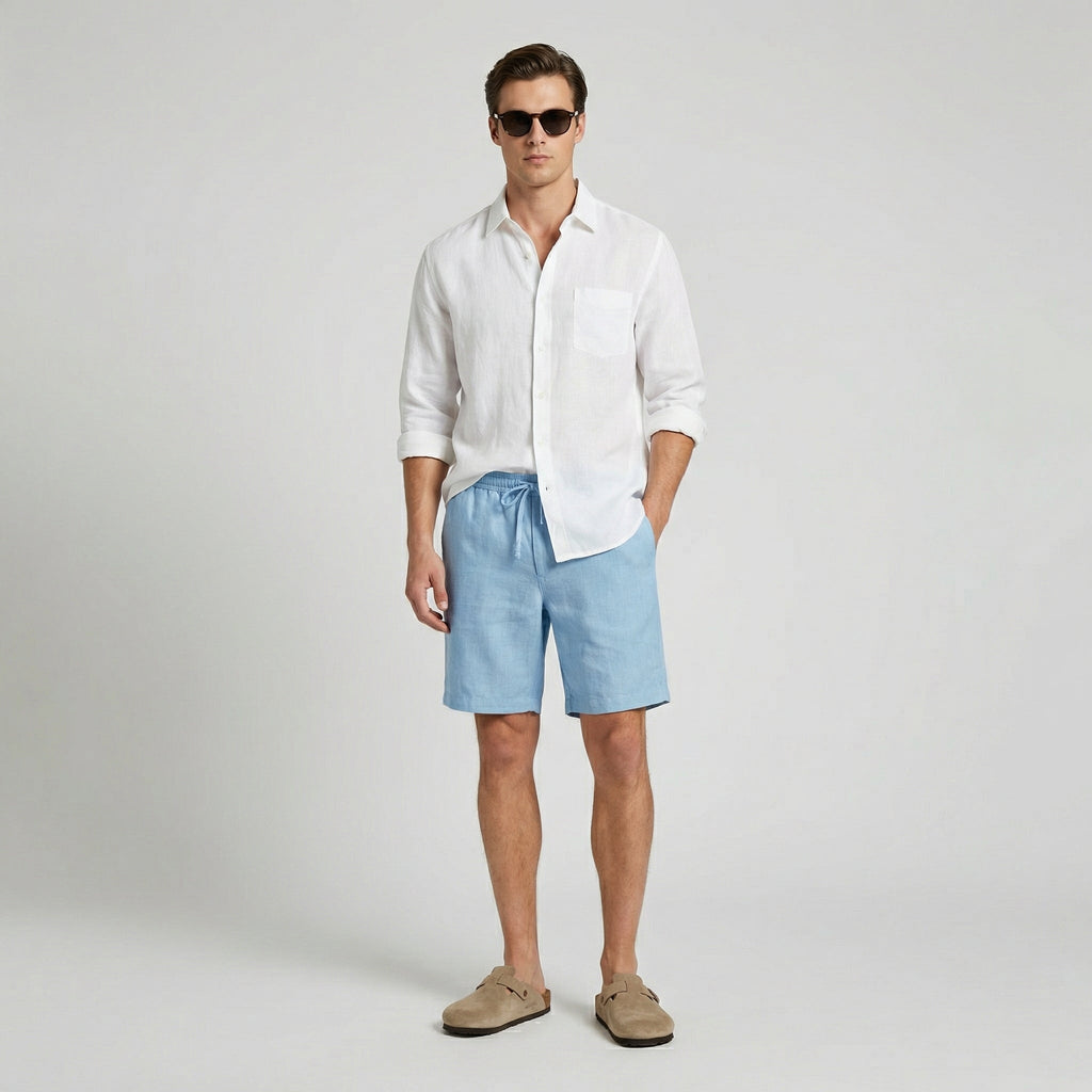 Zachary™ | Bermudas de lino con cintura elástica y cordón