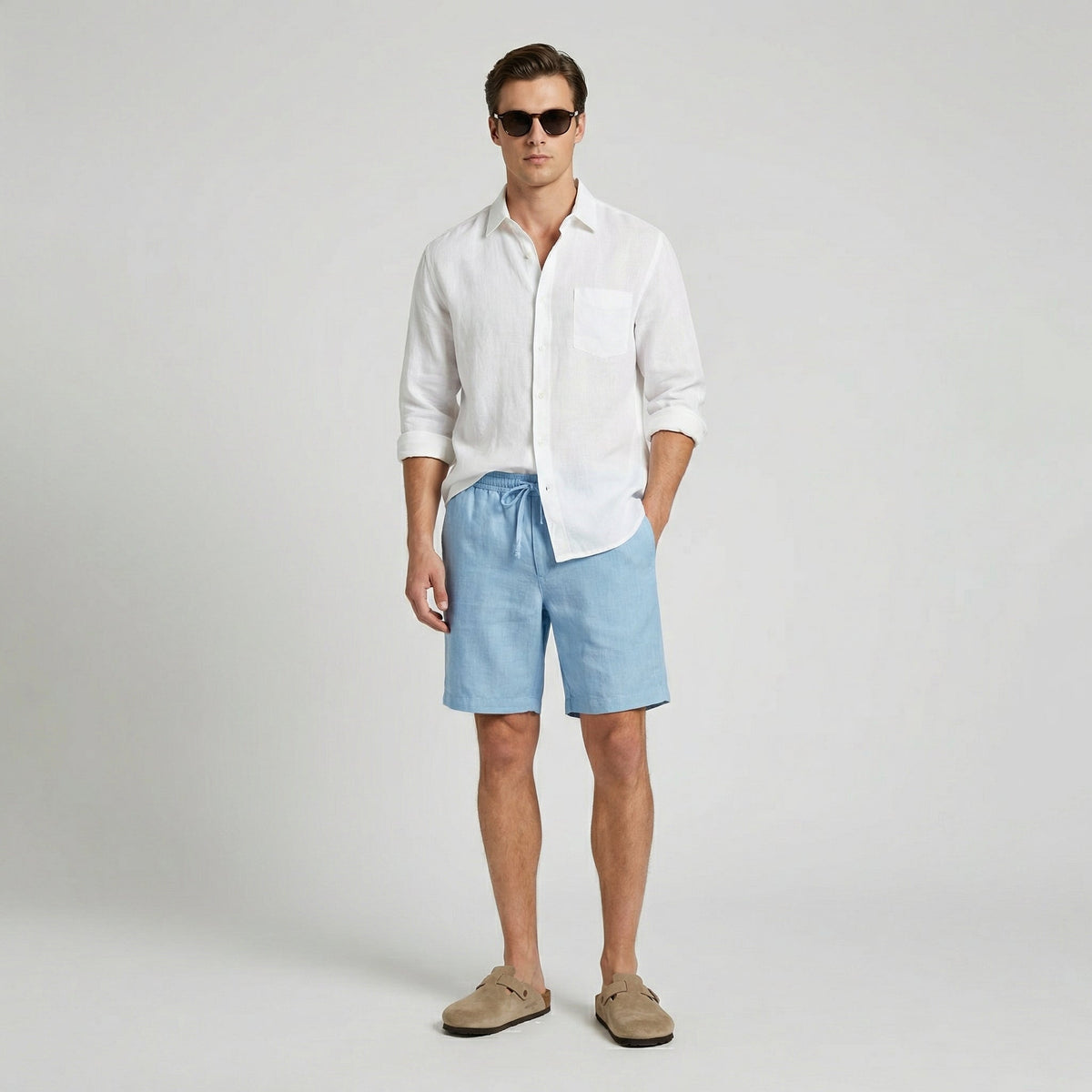 Zachary™ | Bermudas de lino con cintura elástica y cordón