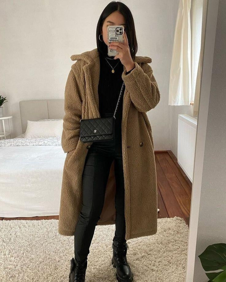 Cora™ | Abrigo largo de borreguito oversize