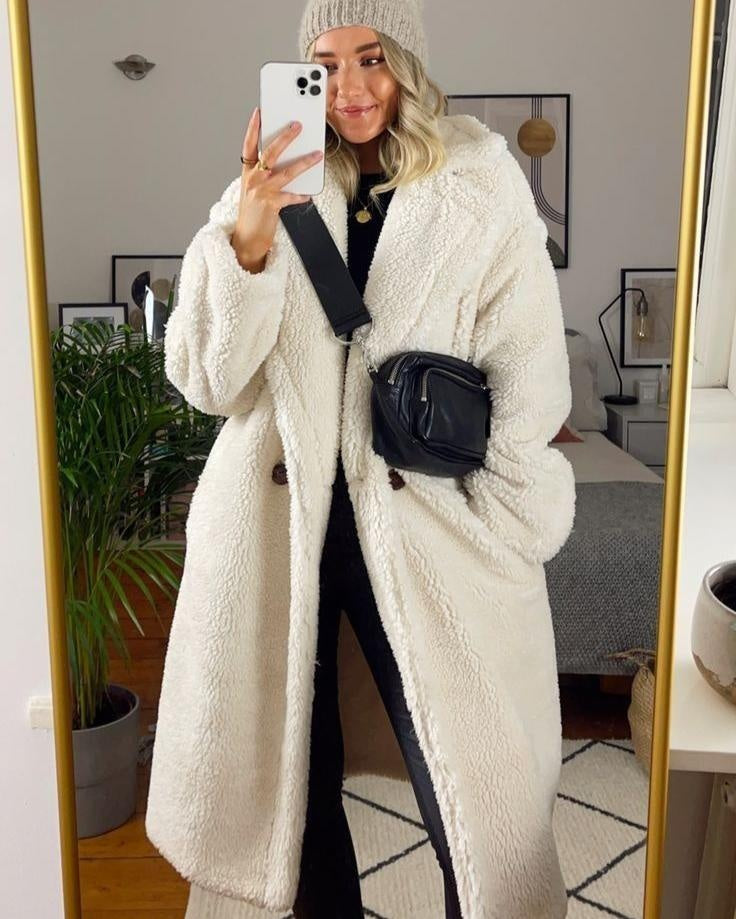 Cora™ | Abrigo largo de borreguito oversize