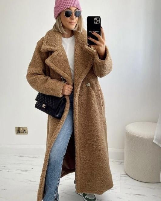 Cora™ | Abrigo largo de borreguito oversize
