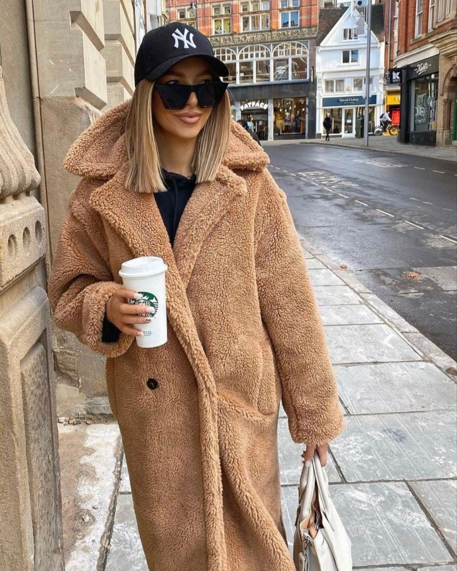 Cora™ | Abrigo largo de borreguito oversize