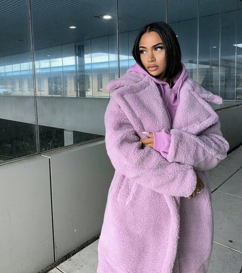 Cora™ | Abrigo largo de borreguito oversize