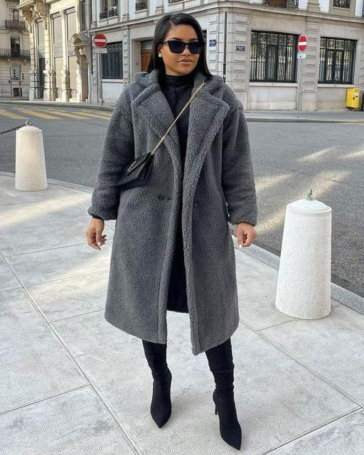 Cora™ | Abrigo largo de borreguito oversize