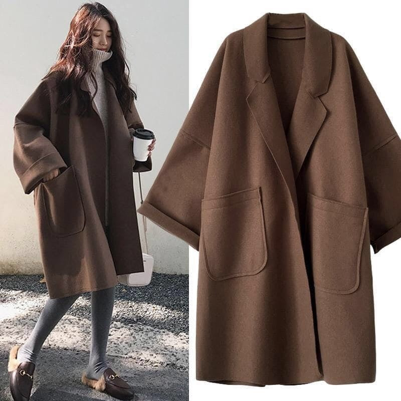 Mackenzie™ | Abrigo largo de mezcla de lana oversize con solapas