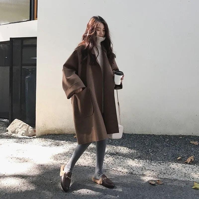 Mackenzie™ | Abrigo largo de mezcla de lana oversize con solapas
