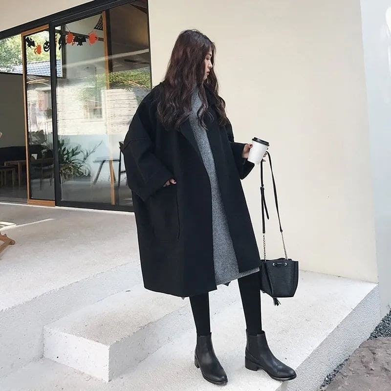 Mackenzie™ | Abrigo largo de mezcla de lana oversize con solapas