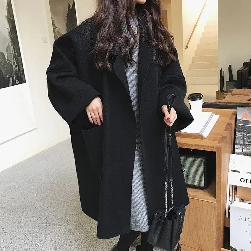 Mackenzie™ | Abrigo largo de mezcla de lana oversize con solapas