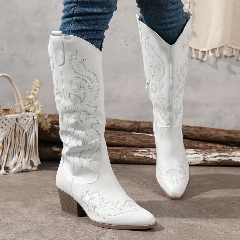 Hope™ | Botas camperas altas bordadas estilo western