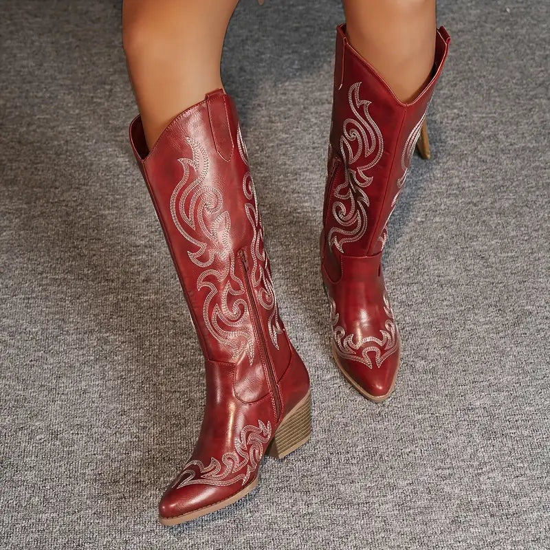 Hope™ | Botas camperas altas bordadas estilo western