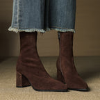 Fiona™ | Botines de ante con tacón ancho y cremallera lateral
