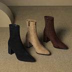 Fiona™ | Botines de ante con tacón ancho y cremallera lateral