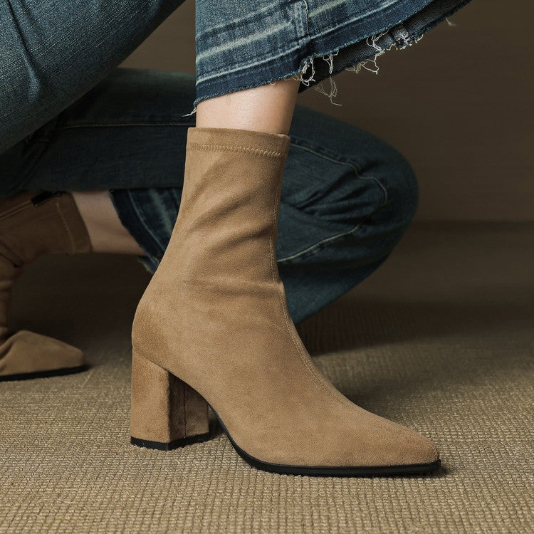 Fiona™ | Botines de ante con tacón ancho y cremallera lateral