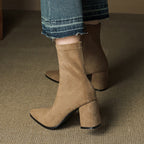 Fiona™ | Botines de ante con tacón ancho y cremallera lateral