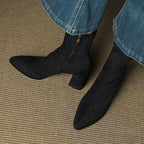 Fiona™ | Botines de ante con tacón ancho y cremallera lateral