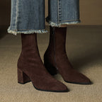 Fiona™ | Botines de ante con tacón ancho y cremallera lateral