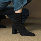 Fiona™ | Botines de ante con tacón ancho y cremallera lateral